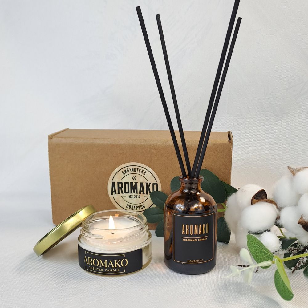 Подарочный набор AromaKo «Coffee & Baileys + Bounty», диффузор + свеча