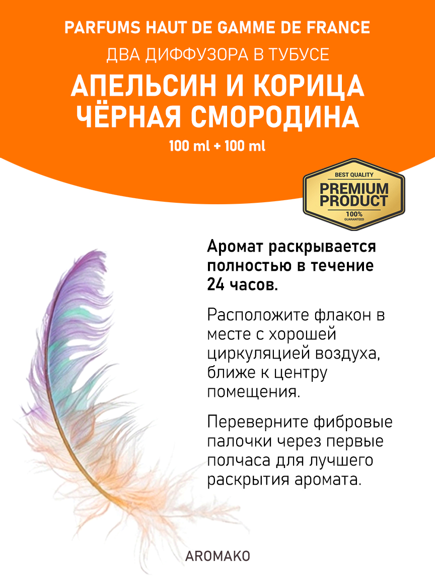 Набор аромадиффузоров AromaKo «Апельсин и Корица + Чёрная Смородина»