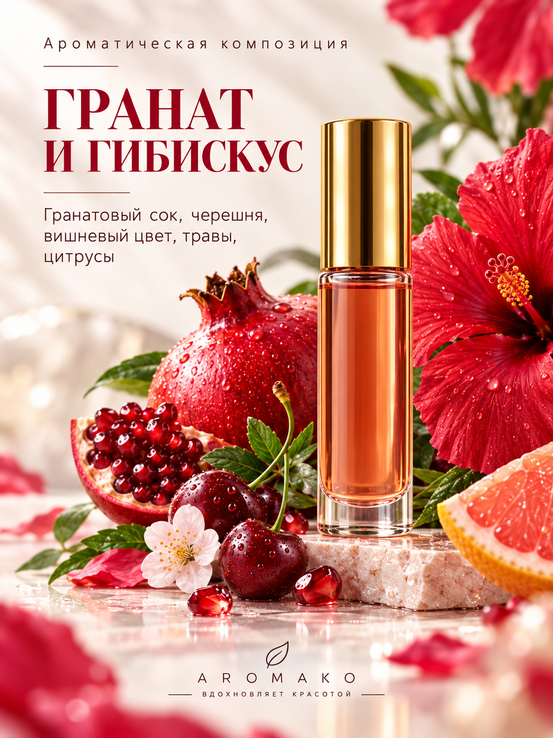 Масляные духи — Гранат и гибискус, 3 мл